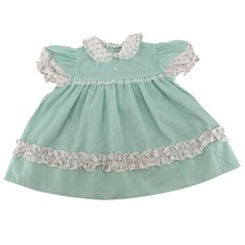 Vintage Toddle Time JCPenney Mint Green Floral Lace Ruffle Dress Size 1.5 18M