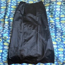 90s Vintage Black Satin Maxi Skirt