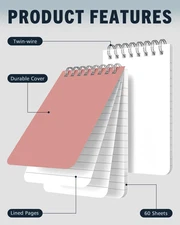 Small Top Spiral Notebooks Bulk 3X5" 50 Packs Pocket Notepad Mini Pads 10 School