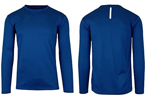 GALAXY BY HARVIC MEN LONG SLEEVE MOISTURE-WICKING CREW TEE, LARGE - NAVY