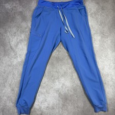 FIGS Technical Collection Zamora Jogger Scrub Pants Women M/T Blue Drawstring
