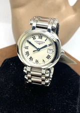 Longines Women's Watch L81124716 PrimaLuna Swiss Quartz Silver Roman Dial 30mm