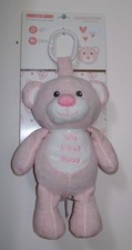 JAMBERRIES Pink My First Bear Clip On Stroller Car Seat Plush Rattle Toy