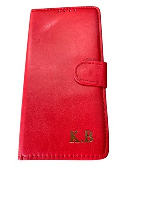 Rote PERSONALISIERTE Handy Brieftasche Hülle Initialen Cover des iPhone 17 17e 16 15 14 13