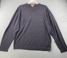 Tricots St Raphael V Neck Sweater Mens Size XL Gray Wool Blend Preppy Comfort