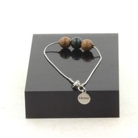 Steine Und Mineralien. Armband Aus Edelstahl 1 Perle Moosachat + Holz 8