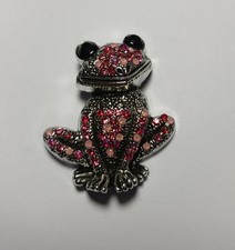 Beautiful Pink Sitting Frog Brooch / Pin  