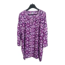 Catherine’s 4X Purple Sequin Tunic Top Chiffon Slits Cutout Sleeves 