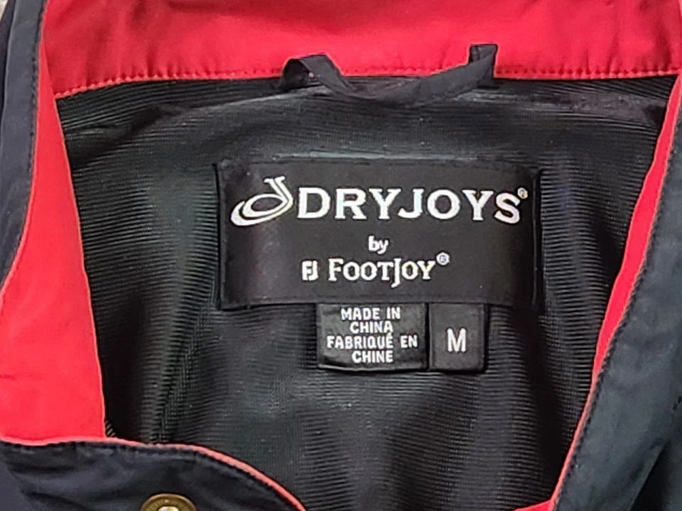 Footjoy Dryjoys Rain Jacket Mens Medium Black Red 1/4 Zip Pullover Water Resist - Image 4 of 4