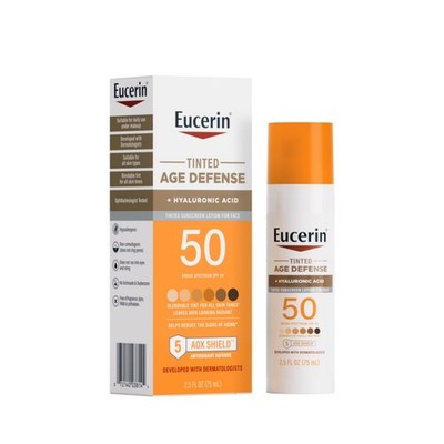 Eucerin Sun Age Defense Face Sunscreen Lotion SPF 50 with Hyaluronic Acid 2.5 oz