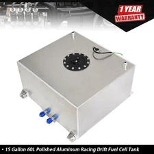 New 15 Gallon Racing/Drift Fuel Cell Tank + Level Sender Silver 60L Aluminum