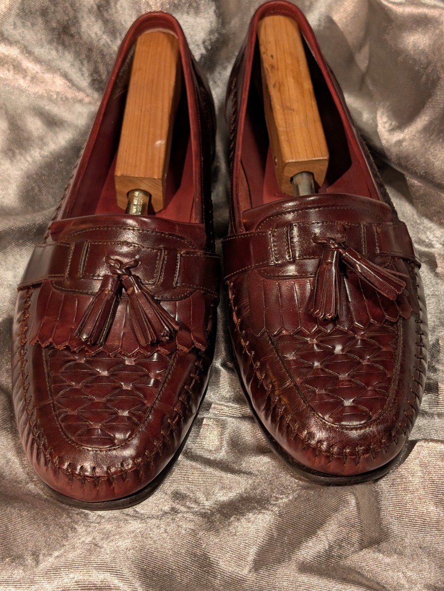 Giorgio Brutini Loafers Le Glove Men's Shoes, brown Woven Leather Tassel Dress View 3