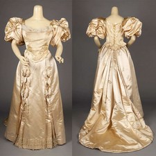 1890s Wedding Civil War Southern Belle Ball Gown Victorian Princess Train Dress