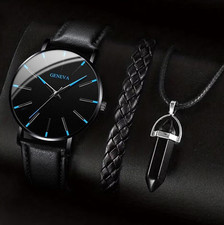3PCS Classic Men s Quartz Watches Stainless Steel Luminous Wristwatch Set