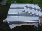 Antique Vintage 2 Piece Blue Striped Decor Mattress Canvas