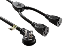 72 inches NEMA 5-15P to 5-15R x 2 Ultra Low Profile Angled Power Extension Co...