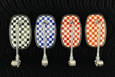 ORIGINAL LOWRIDER CHECKERBOARD SCHWINN STYLE MIRROR REPOP CHROME DIFFERNT COLORS