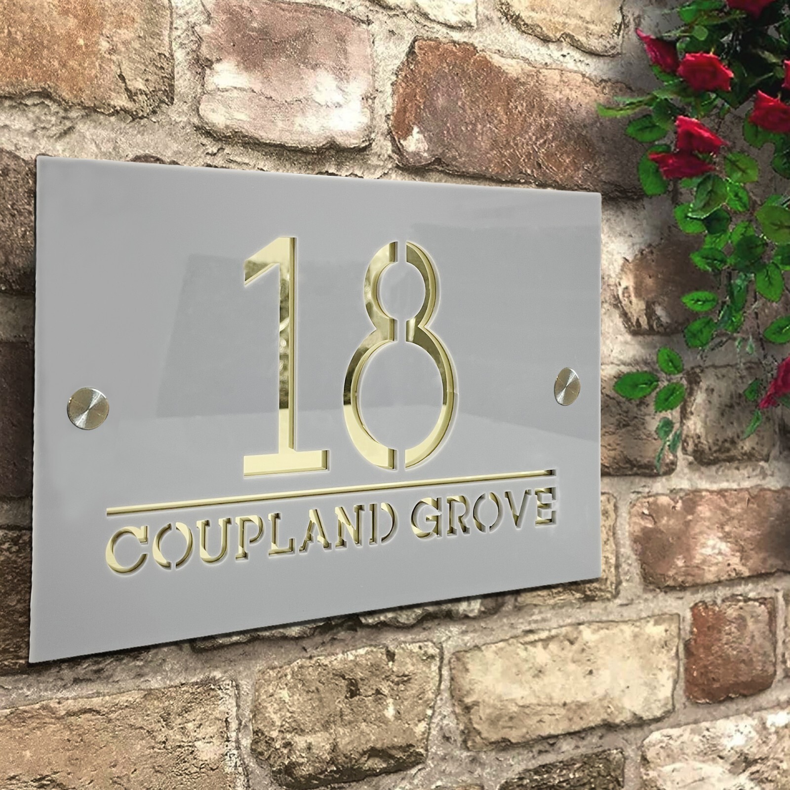 Modern Laser Cut Door Address Plaque House Number Sign Personalised