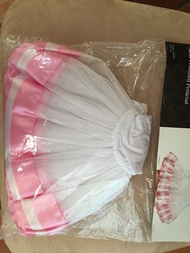 Leg Ave Petticoat Satin Trimmed White with Pink Stripe-A1036 - Picture 2 of 2