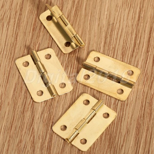 20x Mini Gold Metal Hinges with Nails Hardware For Dollhouse Miniature Furniture - Picture 3 of 12