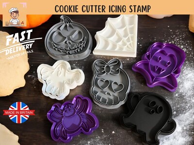 7er Set Halloween Ausstecher Glasur Stempel Präger