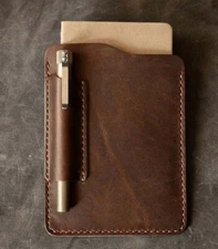 notebook notes book jacket cover case pen bag holder real cow leather brown H103