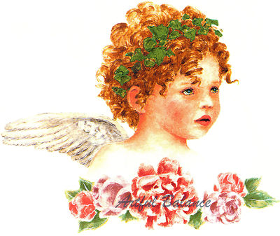 Ceramic Decals Angel Cherub Bust Floral