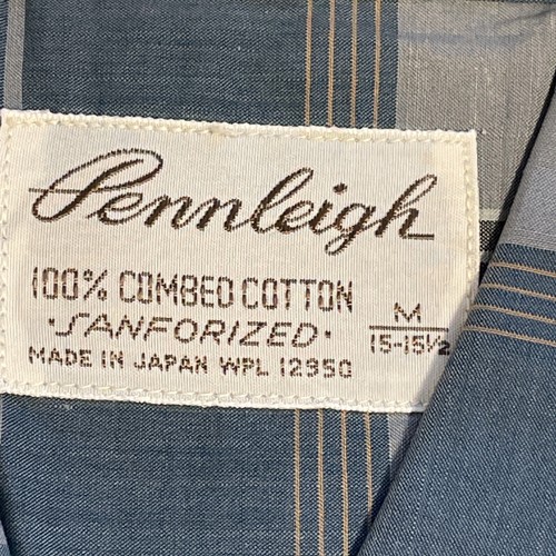 New Vintage Pennleigh Sanforized Shirt Blue Plaid 100% Combed Cotton M 15-15.5 - Picture 2 of 9
