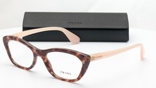 Prada VPR 03Q UE0-1O1 Brown Tortoise Clear Pink Cat Eye Womens Eyeglasses 52mm