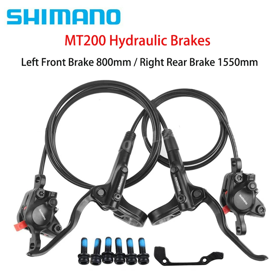Shimano MT200 MTB Hydraulic Disc Brakes Set Left Front & Right Rear /W Calipers - Image 1 of 4