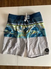 Ron Jon Surf Shop Graphic Board Shorts Mens Size 30 Blue Striped