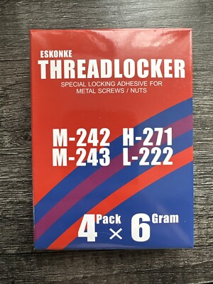 4 Pack Thread Locker Blue M-242  Red H-271 Blue M-243 And Purple L-222