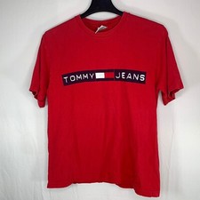Vintage Tommy Hilfiger Jeans Red T-Shirt Mens M Made in USA