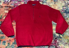 Vintage Nautica Nautech Half Zip Fleece Mens Size Large Red Navy