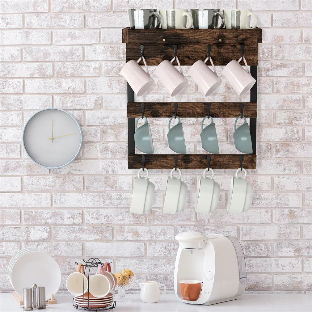 Wall shelf with mug hooks sales
