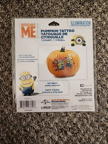 Despicable Me Minions Pumpkin Tattoo 1 Count Phil Halloween 14+ - Picture 5 of 5