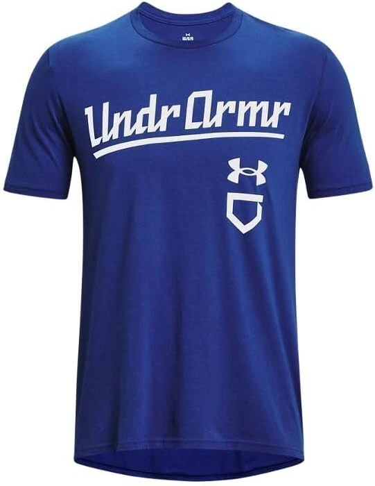 Under Armour Mens Baseball Script Short Sleeve T-Shirt, Royal, Size XL