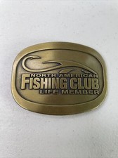 Vintage Brass North American Fishing Club Life Member Belt Buckle