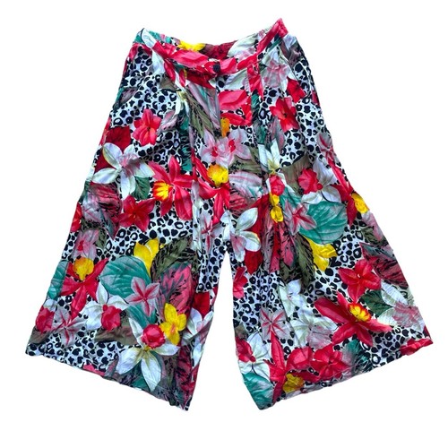 Forbat Pants Womens M/L Multicolour Floral High Waist Culotte Vintage Viscose