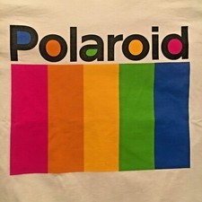 retro POLAROID white t-shirt--COLOR SPECTRUM LOGO-licensed--camera--NEW NWT-- S 