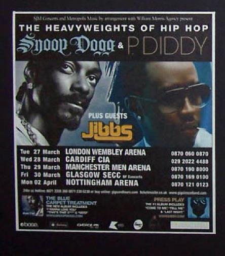 Snoop Dogg & P. Diddy UK Tour 2007 Small Poster Type Concert