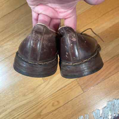 靴 vintage square toe leather shoes Men's/unisex Vintage 80s Lace up Square Toe Dress Shoes