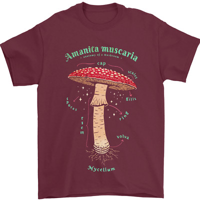 Mushroom Anatomy Magic LSD Herren T-Shirt 100% Baumwolle