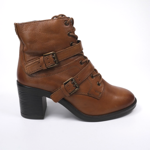 Stivali da donna Dune London Passion in pelle marrone con lacci e zip con dettaglio fibbia UK 6 - Foto 2 di 16