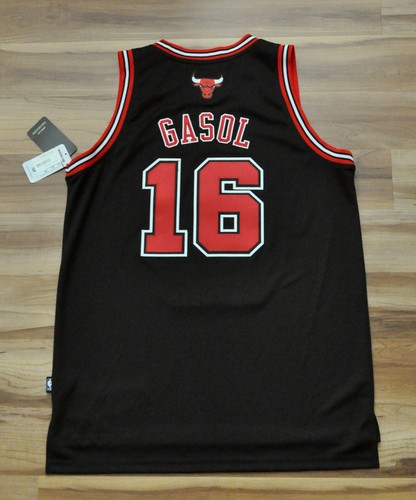 Pau Gasol #16 Chicago Bulls Adidas Jersey Swingman Custom Black NBA Men L - 第 3/13 張圖片