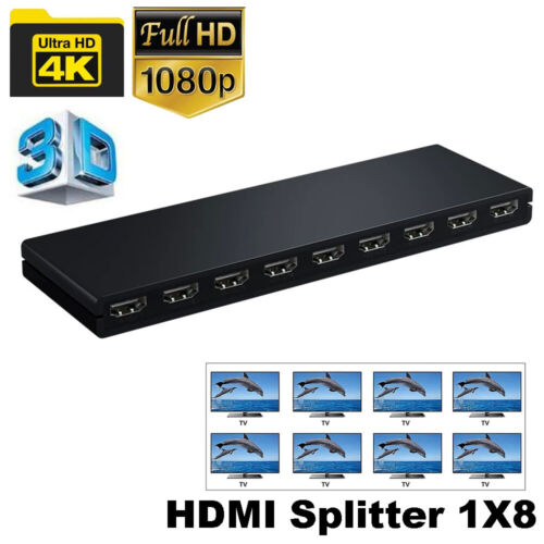 8 Port HDMI Splitter 1X8 Ultra HD 4K 30Hz 1 In 8 Out Split Display Audio Video - Afbeelding 1 van 9