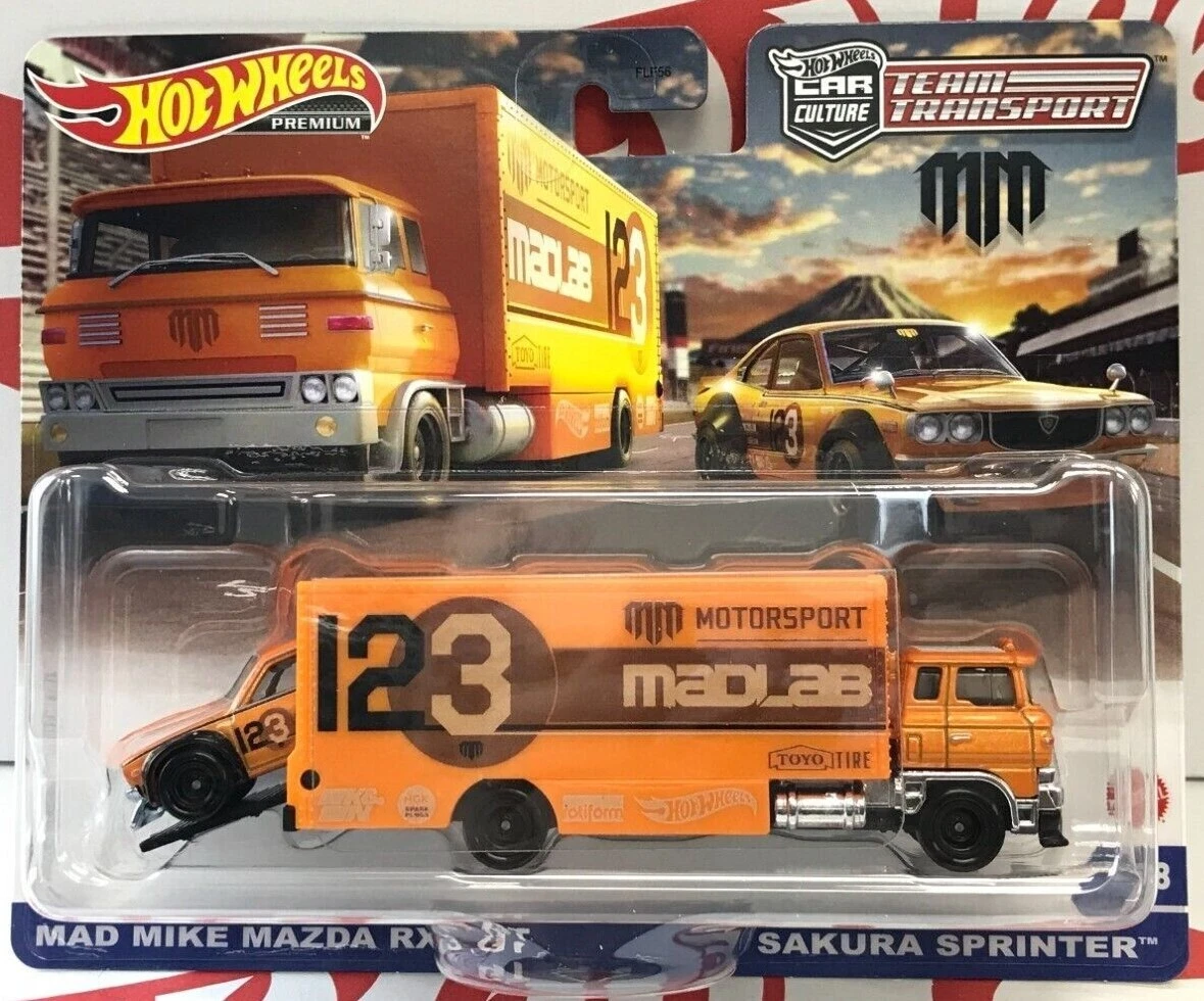 2023 Hot Wheels Team Transport Mix 3 Mad Mike Mazda RX3 GT