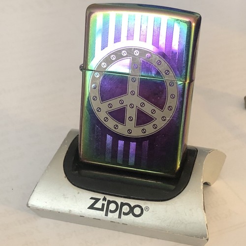 ZIPPO LIGHTER “PEACE SIGN” MADE IN USA 2017 NICE! Spectrum Color - Picture 5 of 11