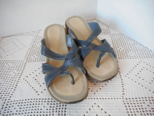 Merrell SUNDIAL Cross NAVY Blue Leather Sandal Womens SZ 6 Flip Flop Thong