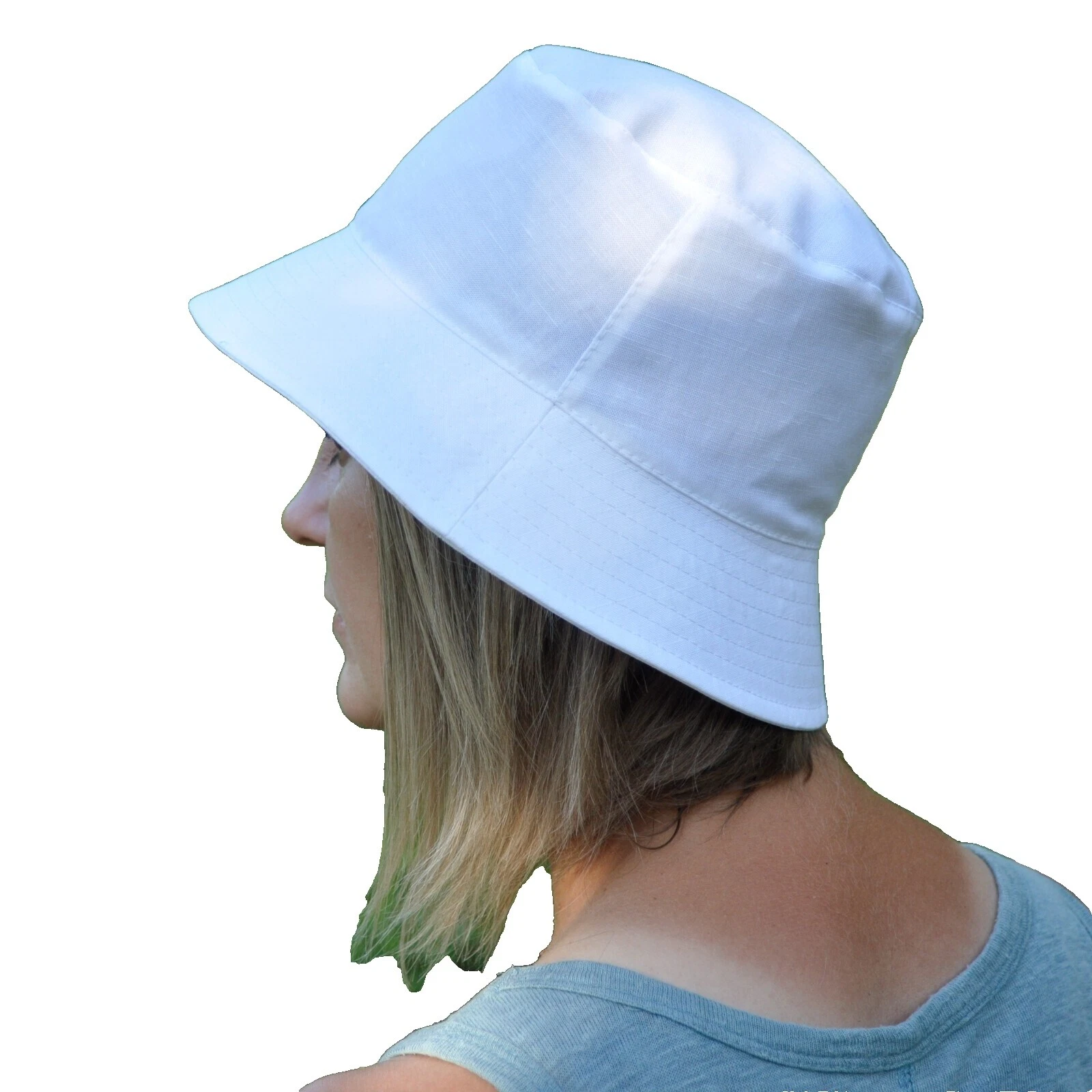 手工白色棉混纺女士帽子